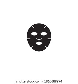 Vector flat black face beauty mask silhouette isolated on white background