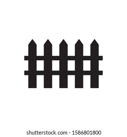 Vector flat black fence silhouette icon isolated on white background 