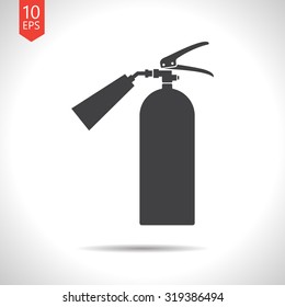 Vector flat black fire extinguisher icon on white background 