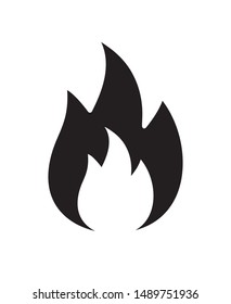 Vector flat black fire icon isolated on white background