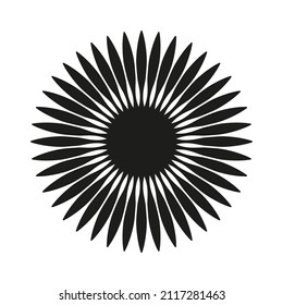 Vector flat black flower isolated on white background