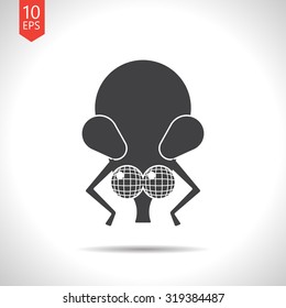 Vector flat black fly icon on white background 