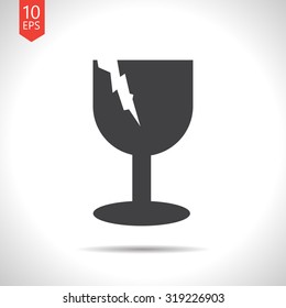 Vector flat black fragile icon on white background 