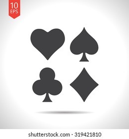 Vector flat black game casino cards suit icon on white background 