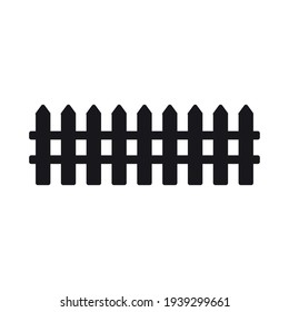 Vector flat black garden fence icon isolated on white background