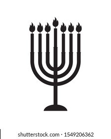 Vector flat black Hanukah candles silhouette icon isolated on white background