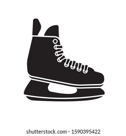 Vector flat black hockey ice skate isolated on white background