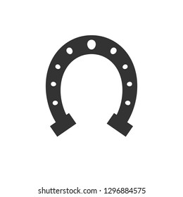 Vector flat black horseshoe horse shoe silhouette icon isolated on white background 