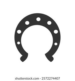 Vector flat black horseshoe horse shoe silhouette icon isolated on white background