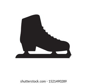 Vector flat black ice skates silhouette isolated on white background