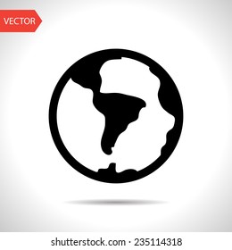 vector flat black icon of earth. eps10 world flat icon