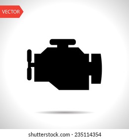 vector flat black icon of engine. eps10