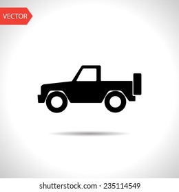 vector flat black icon of pickup. eps10