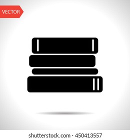 vector flat black icon of textbooks and vocabularies books. School symbol illustration