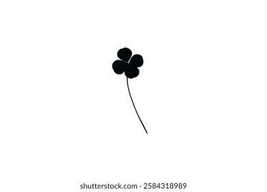 Vector flat black Irish shamrock clover isolated on white background Black clover leaf icon. Vector illustration