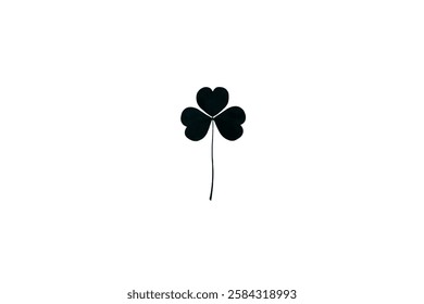 Vector flat black Irish shamrock clover isolated on white background Black clover leaf icon. Vector illustration