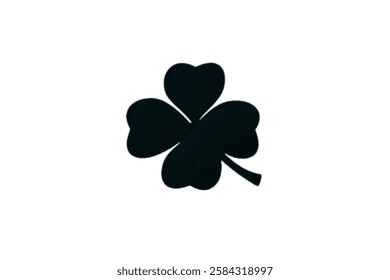 Vector flat black Irish shamrock clover isolated on white background Black clover leaf icon. Vector illustration