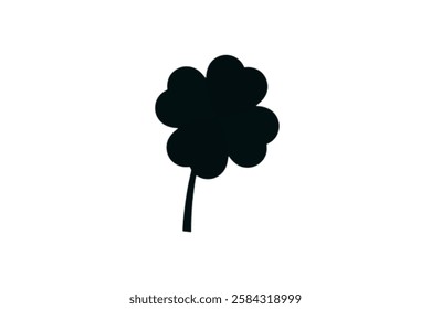 Vector flat black Irish shamrock clover isolated on white background Black clover leaf icon. Vector illustration