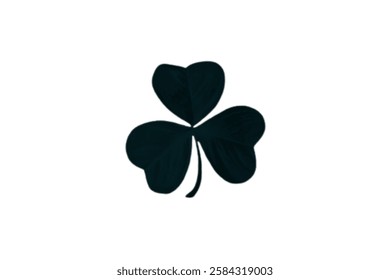 Vector flat black Irish shamrock clover isolated on white background Black clover leaf icon. Vector illustration