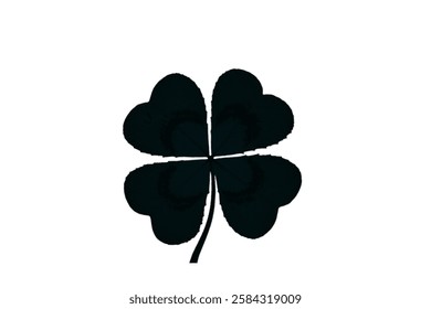 Vector flat black Irish shamrock clover isolated on white background Black clover leaf icon. Vector illustration