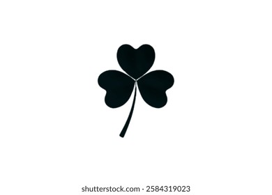 Vector flat black Irish shamrock clover isolated on white background Black clover leaf icon. Vector illustration