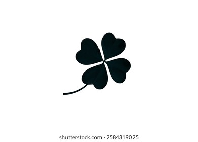 Vector flat black Irish shamrock clover isolated on white background Black clover leaf icon. Vector illustration