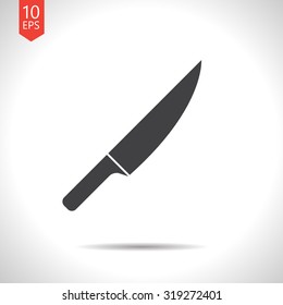 Vector flat black knife icon on white background 