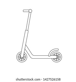 Vector flat black line icon logo of scooter isolated on white background 
