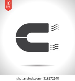 Vector flat black magnet icon on white background 