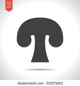 Vector flat black mushroom icon on white background 