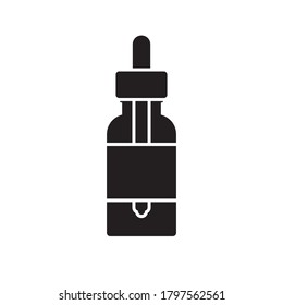 Vector flat black oil essence bottle isolated on white background