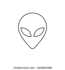 Vector flat black outline alien face icon logo isolated on white background