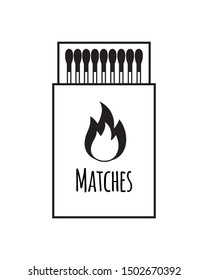 Vector flat black outline match box isolated on white background