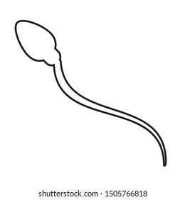 Vector flat black outline spermatozoon sperm icon isolated on white background