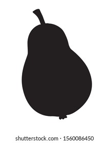 Vector flat black pear silhouette isolated on white background