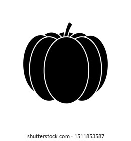 Vector flat black pumpkin icon isolated on white background