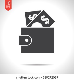 Vector flat black purse icon on white background 