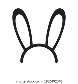 Vector flat black rabbit bunny ears hair bezel isolated on white background