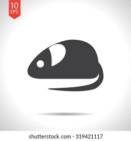 Vector flat black rat or mouse icon on white background 