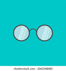 Vector flat black round glasses icon logo isolated on color background