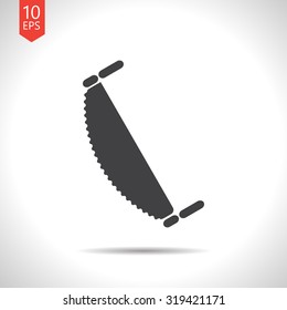 Vector flat black saw icon on white background . Industrial equipment 