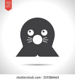 Vector flat black seal icon on white background 
