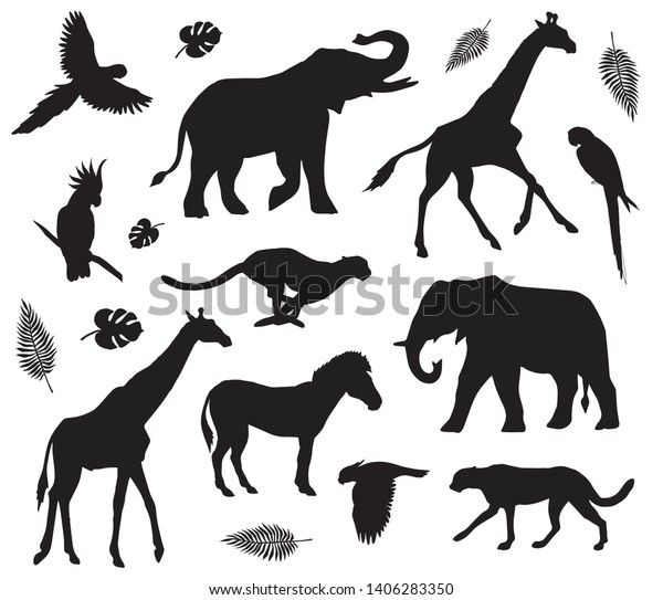 Vector Flat Black Set Collection African Stock Vector (Royalty Free ...