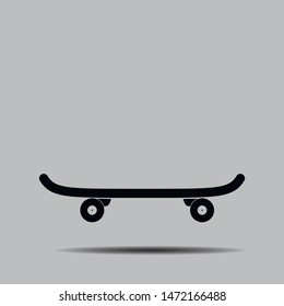 Vector flat black skateboard icon good for background,logo. isolated on gray background