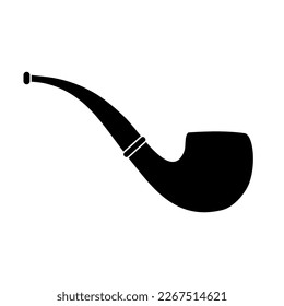 Vector flat black smoking pipe isolated on white background