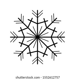 Vector flat black snowflake icon isolated on white background