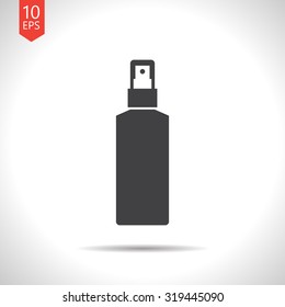 Vector flat black sprayer bottle on white background 