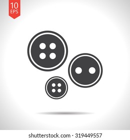 Vector flat black tailor button icon on white background 