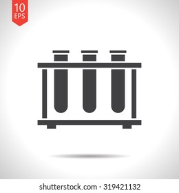 Vector flat black test-tube icon on white background 