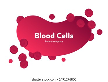 Vector flat blood cell illustration. Red gradient fluid shape with erythrocytes isolated on white background. Design element template for poster, flyer, card, banner, ui, presentation